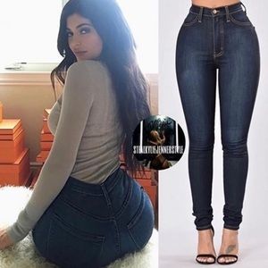 High waist skinny jeans dark denim